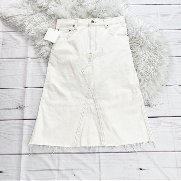 B Sides Women's Plein Cream Colored‎ A-Line Denim Cotton Skirt Size 26 - Picture 2 of 4